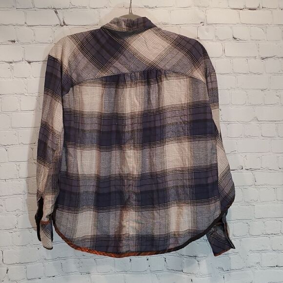 BDG blue plaid cropped flannel shirt - Picture 6 of 6